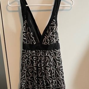 French connection black and white maxi dress